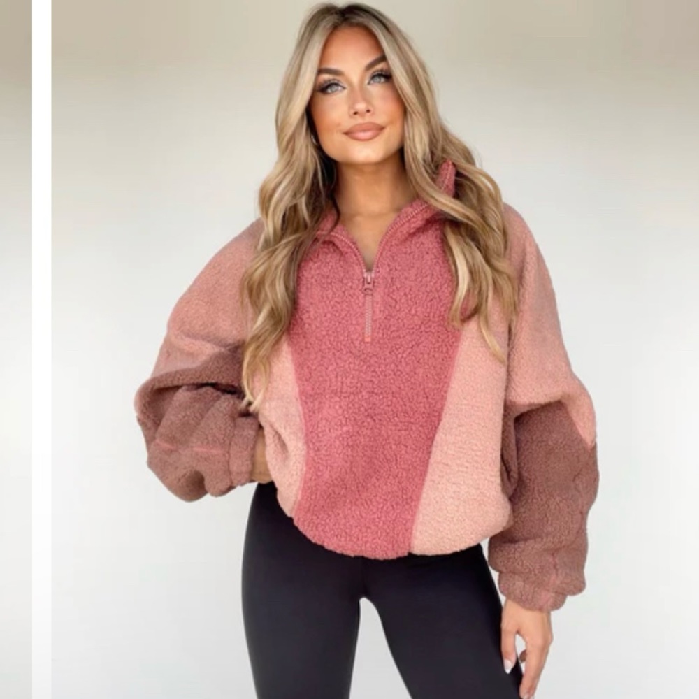 Oversized Sherpa quarter zip